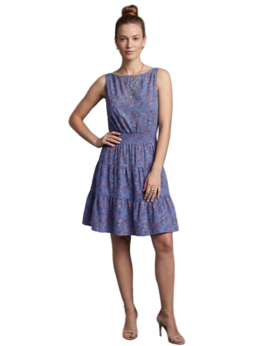 Gap Purple Floral Tiered Mini Dress M